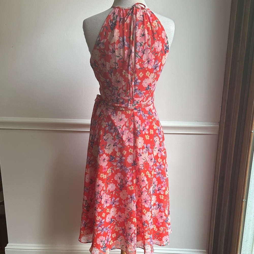 Eliza J Halter Neckline Floral Dress in Red and Pink Floral Size 8 NWT - Picture 9 of 12